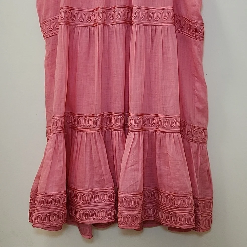 Veronica Beard Preppy Keely Tiered Ramie Mini Dress Size 10 Barbiecore - Picture 11 of 16